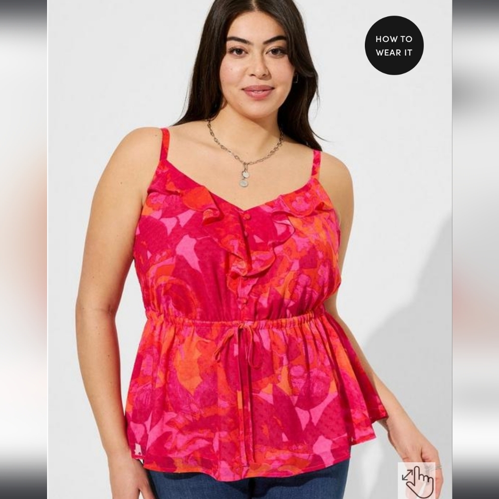 Floral tie waist tank